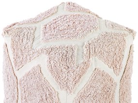 Pufe em algodão rosa pastel e creme 40 x 40 cm ROJHAN Beliani