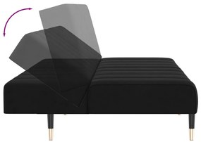 Sofá-cama de 2 lugares veludo preto
