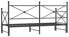 Cama de dia com gavetão sem colchão 80x200 cm aço preto