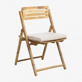 Cadeira De Jardim Dobrável Em Bambu Nelida Bambu & Gardénia Branco - Sklum