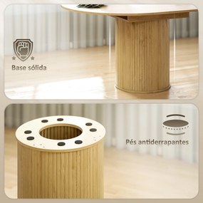 Mesa de Refeição Extensível Redonda para 6-8 Pessoas com Base Estriada para Sala de Estar 110-150x110x75 cm Madeira