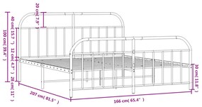 Estrutura de cama com cabeceira e pés 160x200 cm metal preto