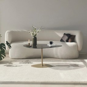 Mesa de Café Soho - Cinza Escuro e Dourado - 85cm x 40cm x 67cm