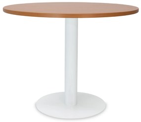 Mesa de Reunião Redonda 1200x750 mm – Tampo Pereira em Melamina, Estrutura Branco