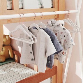 Conjunto 50 cabides para roupa infantil em veludo com ganchos em ouro rosa Brancos