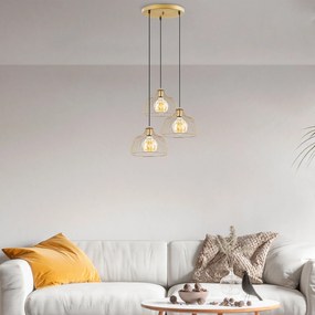 Candeeiro Chandelier Kozan – Dourado Brilhante – 56 x 56 x 126 cm
