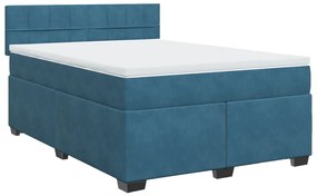 Cama com molas/colchão 160x200 cm veludo azul