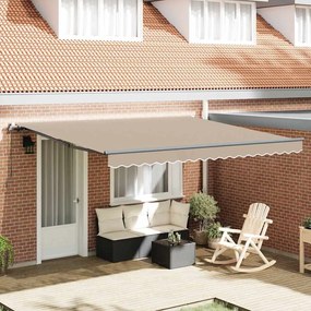 vidaXL Toldo Retrátil Manual Bege 400 × 300 cm Poliéster e Aço