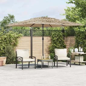 vidaXL Guarda-sol c/ luzes LED e poste de aço 290x290x238 cm castanho