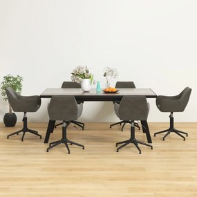 vidaXL Cadeiras de jantar giratórias 6 pcs veludo cinzento-escuro