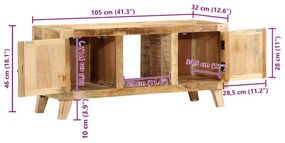 Móvel de TV 105x46x32 cm madeira de mangueira áspera maciça
