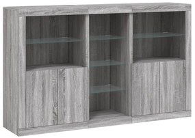 Aparador com luzes LED 162x37x100 cm cinzento sonoma