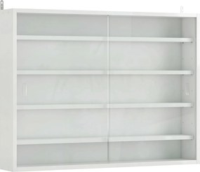 HOMCOM Vitrine de Parede com Prateleiras Ajustáveis e 2 Portas Corredeiras de Vidro para Coleções 80x9,5x60 cm Branco | Aosom Portugal