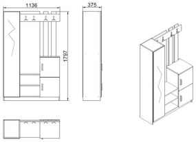 Hall Stand DD7 – Pinho Atlântico e Branco – 113,6x179,7x37,5 cm
