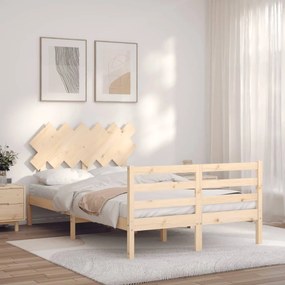 vidaXL Estrutura de cama de casal com cabeceira madeira maciça