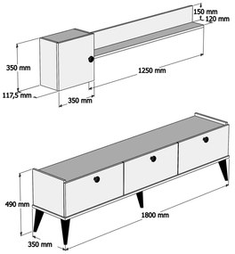 Móvel TV Lidya – Nogueira – 180 cm x 49 cm x 35 cm