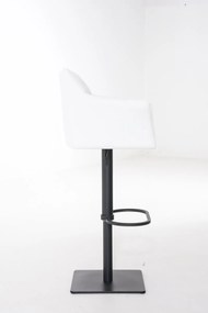 Banco de bar Damaso em couro sintético e com estrutura preta 64 x 88-113 x 45 cm Branco