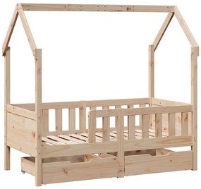 Estrutura de cama infantil c/ gavetas 70x140 cm pinho maciço