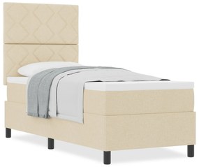 Cama Box Spring com Colchão Bege 80x200 cm Tecido