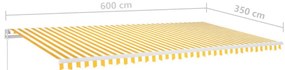 Toldo retrátil manual 600x350 cm amarelo e branco