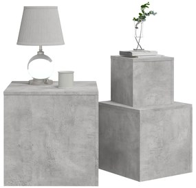 Mesas de apoio 3 pcs derivados de madeira cinza cimento