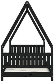 Estrutura de cama infantil 90x200 cm pinho maciço preto