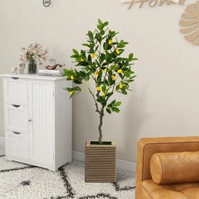 Limoeiro artificial de 120 cm Planta de limão falsa com frutos Vaso de cimento Decoração de interiores Casa e escritório