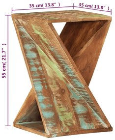 Mesa de apoio 35x35x55 cm madeira recuperada maciça