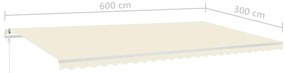 Toldo retrátil manual com LED 6x3 m cor creme
