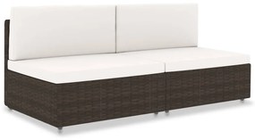 vidaXL Sofá seccional de 2 lugares vime PE castanho