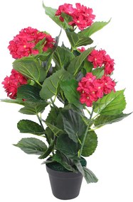 Planta hortênsia artificial com vaso 60 cm vermelha