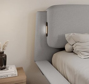 Cama de Casal Flutuante Beatrice com Colchão – 150x190 cm – Cinzento –