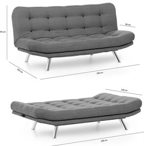 Sofá-Cama 3 Lugares Misa – Preto – 200x95x105 cm