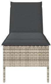 Espreguiçadeira almofadão 55x200x44cm vime PE cinzento-claro