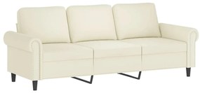 3 pcs conjunto de sofás com almofadões veludo cor creme