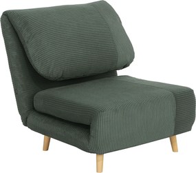 HOMCOM Poltrona-cama 2 em 1 Cama para hóspedes, apoio de cabeça ajustável Aparência cotelê 82 cm x 87 cm x 89 cm Verde | Aosom Portugal