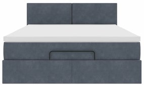 Estrutura de cama otomana com colchão 140x190cm cinzento escuro