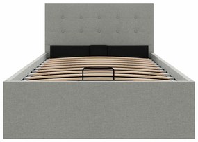 Cama hidráulica arrumação 90x200cm tecido cinza-claro