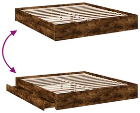 Estrutura de cama c/ gavetas derivados madeira carvalho fumado