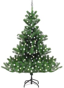 Árvore Natal artificial LEDs/bolas 240cm abeto caucasiano verde