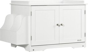 PawHut Caixa de Areia para Gatos, Casinha para Gatos, com Divisória, Porta Dupla Magnética, Prateleira Lateral, branca, 86 x 48 x 52cm | Aosom Portugal