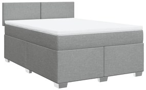 Cama com molas/colchão 160x200 cm tecido cinzento-claro