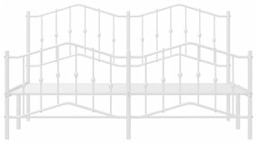 Estrutura de cama com cabeceira e pés 160x200 cm metal branco