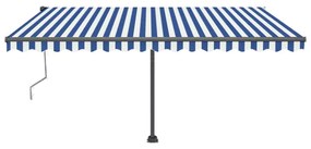 Toldo automático c/ LED e sensor de vento 450x350cm azul/branco