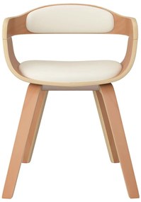 Cadeira jantar 2 pcs madeira curvada/couro artificial cor creme