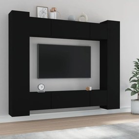 vidaXL Conjunto móveis de TV 8 pcs madeira processada preto