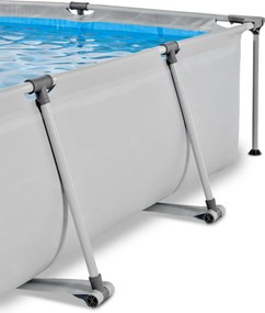 Piscina retangular Soft 300 x 200 x 65 cm com bomba de filtragem e cobertura - cinzenta