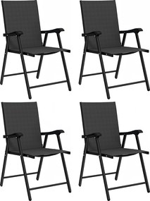 Outsunny Conjunto de 4 Cadeiras de Jardim para Exterior Dobráveis com Encosto Alto e Apoios de Braços para Terraço e Praia 58x62x97 cm Preto | Aosom Portugal