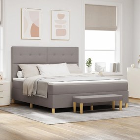 Cama Box Spring vidaXL com Colchão &amp; Banco Taupe 180x200 cm em Tecido