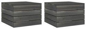 315422 vidaXL Mesas de paletes para jardim 2 pcs pinho maciço cinzento-escuro